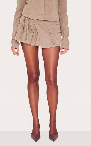 Taupe Jupe-short Cargo Tissée À Détail Volants | Taille 36 - PrettyLittleThing - Modalova