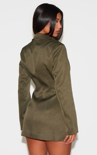 Khaki Robe Blazer Cintrée À La Taille En Tissu Tissé À Double Boutonnage | Taille 32 - PrettyLittleThing - Modalova