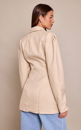 Stone Blazer Oversize Extrême À Épaules Tombantes Et Taille Cintrée | Taille 32 - PrettyLittleThing - Modalova