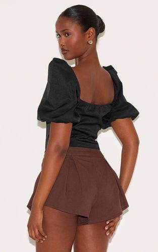 Black Corset Tissé À Manches Bouffantes | Taille 34 - PrettyLittleThing - Modalova