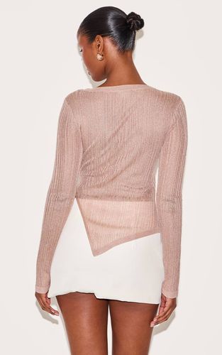 Mocha Haut Asymétrique En Maille Transparente | Taille XS - PrettyLittleThing - Modalova