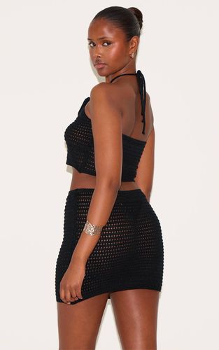 Black Haut À Col Noué Avec Applique Florale | Taille XS - PrettyLittleThing - Modalova