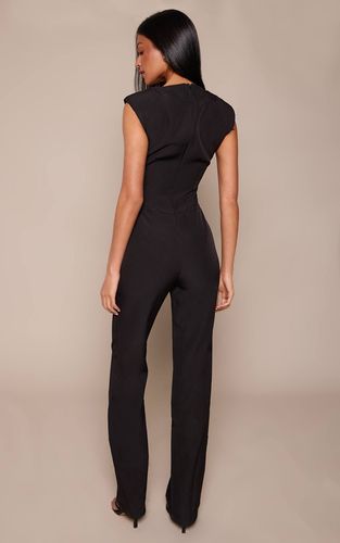 Black Combinaison-pantalon Tissée Sans Manches À Jambes Larges Grande Taille | Taille 36 - PrettyLittleThing - Modalova