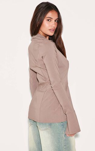 Chemise À Manches Longues En Bengaline Avec Taille Cintrée | Taille 42 - PrettyLittleThing - Modalova