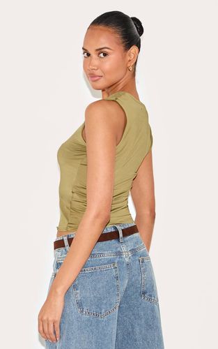 Olive Haut Long En Jersey Fluide Avec Détail De Bretelles Nouées | Taille 44 - PrettyLittleThing - Modalova
