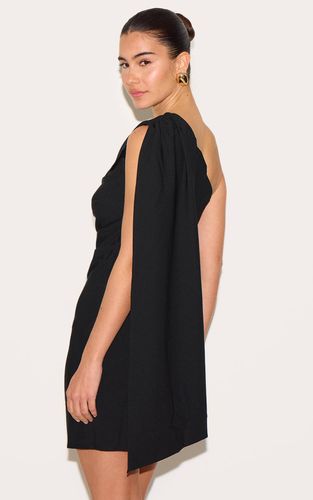 Black Robe Courte Drapée À Épaule Dénudée En Tissu Tissé | Taille 32 - PrettyLittleThing - Modalova