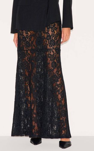 Black Jupe Longue Transparente En Dentelle Florale | Taille 32 - PrettyLittleThing - Modalova