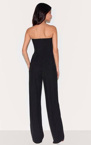 Black Combinaison Évasée Bustier Longue Ajustée En Tissu Tissé | Taille 34 - PrettyLittleThing - Modalova