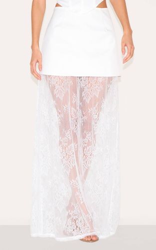 Ivory Jupe Longue En Dentelle Avec Superposition Détaillée | Taille 34 - PrettyLittleThing - Modalova