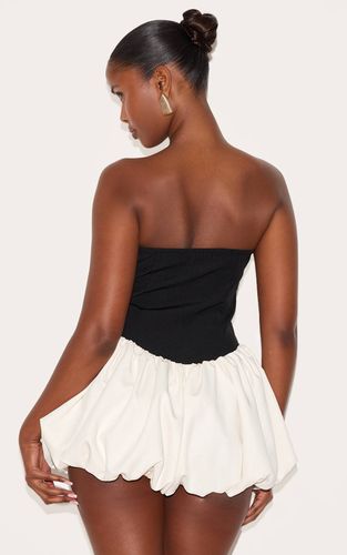 Black Combi-short Bouffante Bandeau Contrastée Tissée | Taille 32 - PrettyLittleThing - Modalova