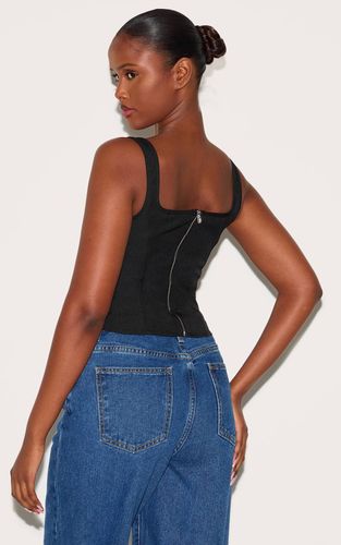 Black Corset Long À Baleines Avec Ourlet Plongeant | Taille 42 - PrettyLittleThing - Modalova