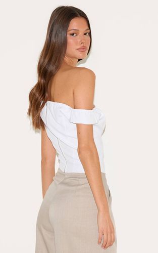 White Corset Bardot Long Tissé | Taille 34 - PrettyLittleThing - Modalova