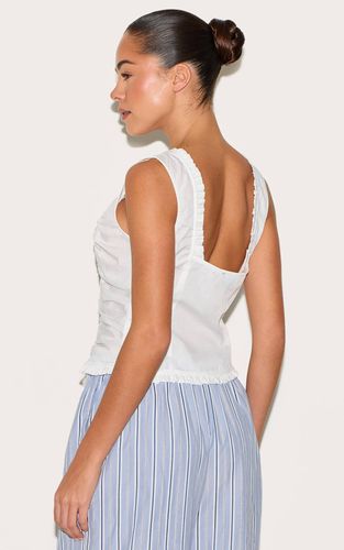 White Haut Ajusté En Coton Avec Fronces Sur Le Devant | Taille 42 - PrettyLittleThing - Modalova