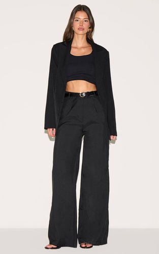 Black Pantalon Large Taille Haute Tissé Et Structuré | Taille 42 - PrettyLittleThing - Modalova