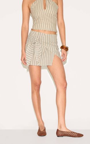 Stone Mini-jupe En Coton À Rayures Fines Avec Nœud Devant | Taille 32 - PrettyLittleThing - Modalova