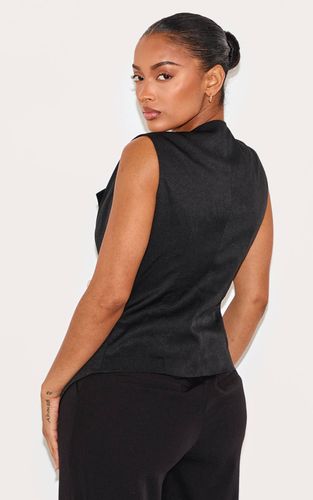 Black Gilet Ajusté Asymétrique Avec Détails Dorés | Taille 42 - PrettyLittleThing - Modalova