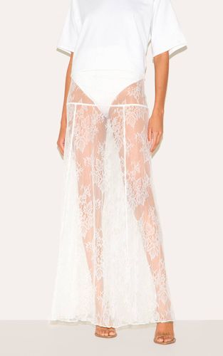 White Jupe Longue Transparente En Dentelle Florale Avec Short Intégré | Taille 42 - PrettyLittleThing - Modalova