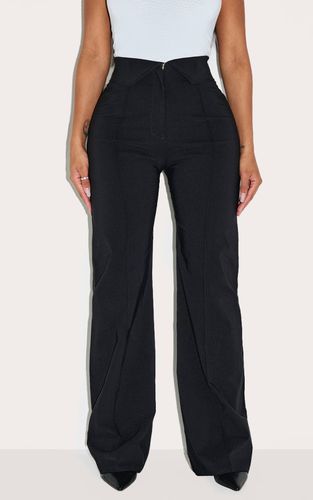 Black Pantalon Large Shape En Tissu Extensible Avec Taille Repliée | Taille 42 - PrettyLittleThing - Modalova
