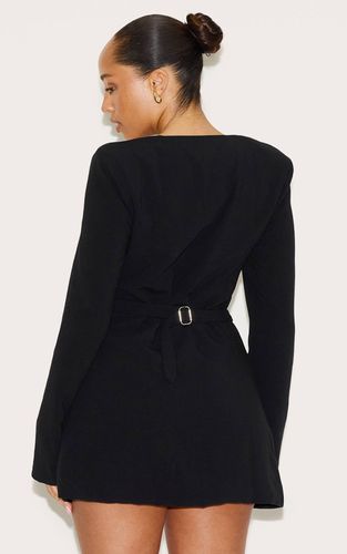 Black Robe Mini Ajustée À Encolure Carrée Avec Boutons Martelés Shape | Taille 42 - PrettyLittleThing - Modalova