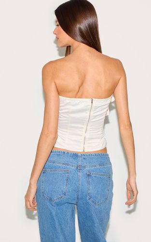 Lemon Bandeau À Volants En Satin | Taille 36 - PrettyLittleThing - Modalova