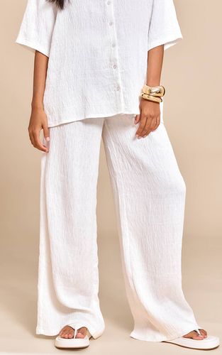 White Pantalon Large À Cordon En Tissu Texturé Tissé | Taille 32 - PrettyLittleThing - Modalova