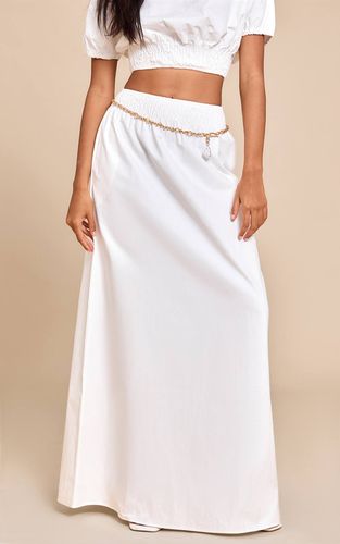 White Jupe Longue Taille Basse À Taille Froncée Ensemble Coordonné | Taille 44 - PrettyLittleThing - Modalova
