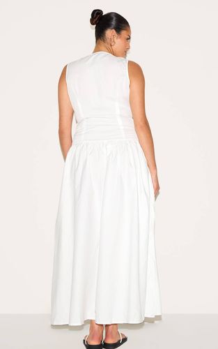 White Robe Maxi Grande Taille À Taille Basse Boutonnée | Taille 46 - PrettyLittleThing - Modalova