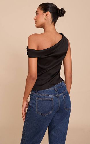 Black Haut Asymétrique À Détail Plissé | Taille 34 - PrettyLittleThing - Modalova