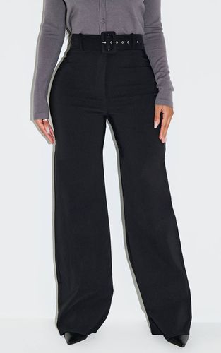 Black Pantalon Large Taille Haute Ceinturé En Tissu Extensible Shape | Taille 46 - PrettyLittleThing - Modalova