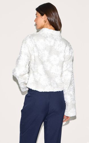 White Veste Zippée Boxy À Détails Floraux | Taille XS - PrettyLittleThing - Modalova