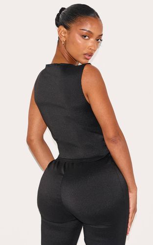 Black Ensemble Top Col Torsadé Avec Détail Découpe En Tissu Extensible Moulant Shape | Taille 36 - PrettyLittleThing - Modalova