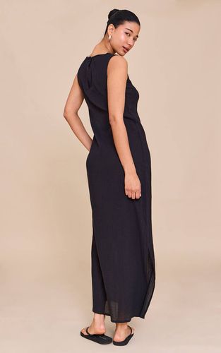 Black Robe Mi-longue Sans Manches En Gaze De Coton | Taille 32 - PrettyLittleThing - Modalova