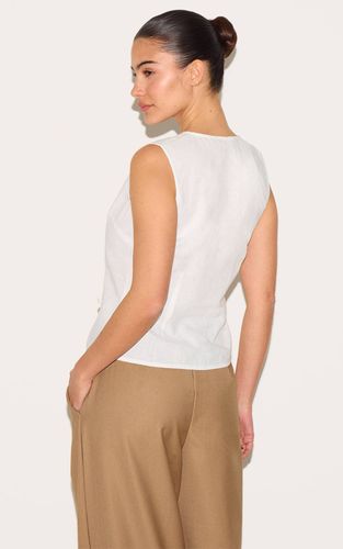White Gilet Sans Manches En Tissu Léger À Nouer Sur Le Devant | Taille 32 - PrettyLittleThing - Modalova