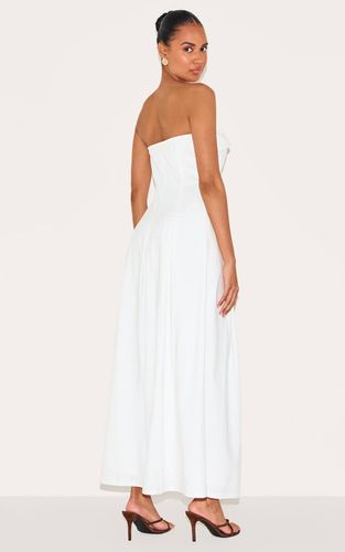 White Robe Mi-longue Plissée À Bustier | Taille 42 - PrettyLittleThing - Modalova