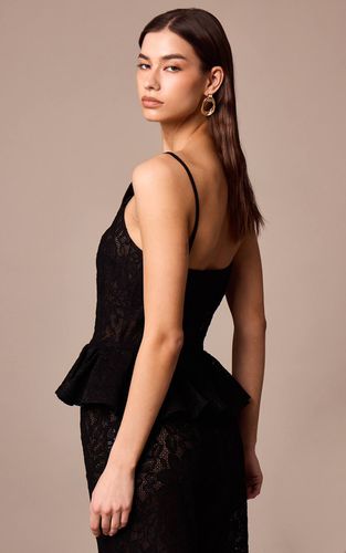 Black Haut Sans Manches Péplum En Dentelle Transparente Ensemble Coordonné | Taille 36 - PrettyLittleThing - Modalova