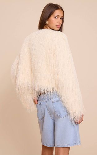 Cream Veste À Franges Sans Col | Taille 32 - PrettyLittleThing - Modalova