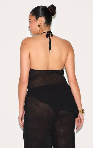 Black Ensemble Coordonné Grande Taille Haut Long Asymétrique Transparent Dos Nu En Tissu Texturé | Taille 44 - PrettyLittleThing - Modalova