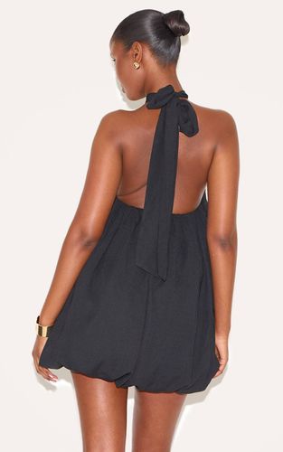 Black Robe Mini Bouffante Imprimée À Col Licou | Taille 42 - PrettyLittleThing - Modalova