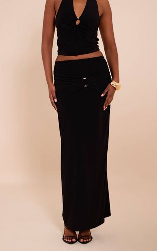 Black Jupe Longue Fluide À Détail Froncé | Taille 32 - PrettyLittleThing - Modalova