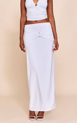 White Jupe Longue Fluide À Détail Froncé | Taille 38 - PrettyLittleThing - Modalova
