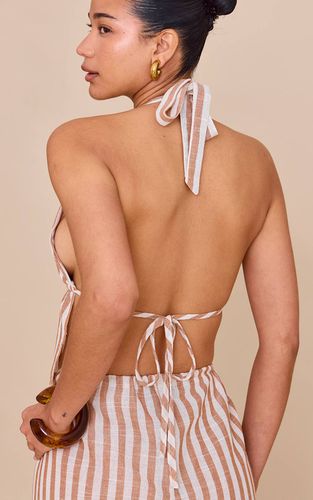 Stone Top Dos Nu Décolleté Plongeant Col Licou Coton Rayé | Taille 44 - PrettyLittleThing - Modalova