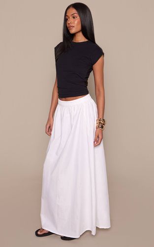 White Jupe Longue Évasée En Popeline De Coton Pour Grandes Tailles | Taille 44 - PrettyLittleThing - Modalova