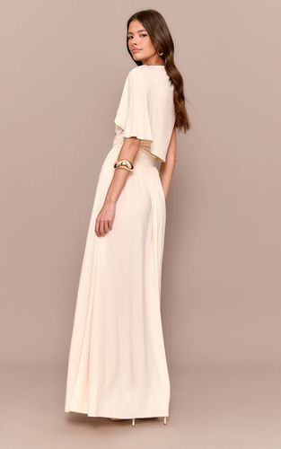 Cream Robe Longue Drapée À Fronces Superposées | Taille 32 - PrettyLittleThing - Modalova
