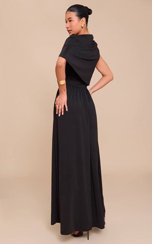 Black Robe Longue Drapée À Fronces Superposées | Taille 32 - PrettyLittleThing - Modalova