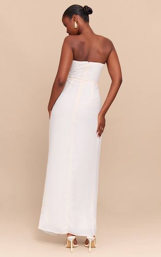 Cream Robe Longue Drapée À Détail Corset Bandeau | Taille 34 - PrettyLittleThing - Modalova