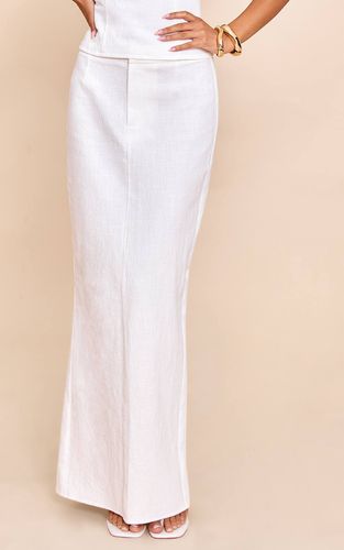 White Jupe Longue Évasée En Lin Premium Coordonné | Taille 42 - PrettyLittleThing - Modalova