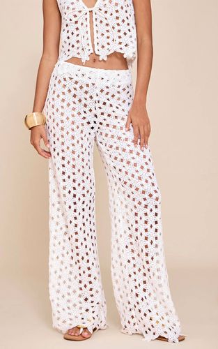 White Pantalon Droit Brodé | Taille 34 - PrettyLittleThing - Modalova