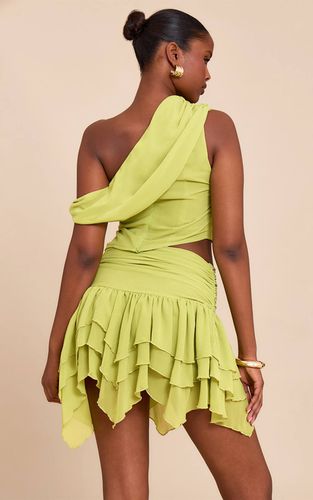 Green Haut En Mousseline Asymétrique À Détails Drapés | Taille 36 - PrettyLittleThing - Modalova