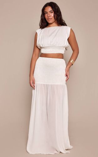 White Jupe Longue Coordonnée Shape Froncée À Contraste | Taille 36 - PrettyLittleThing - Modalova