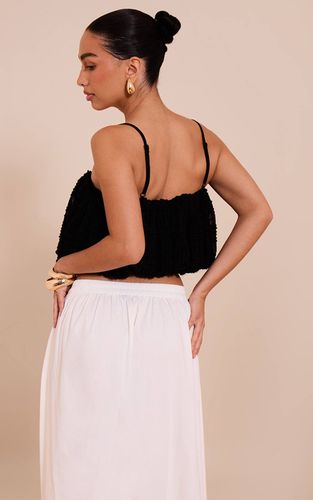 Black Top Caraco En Mousseline Texturée À Pompons | Taille 32 - PrettyLittleThing - Modalova